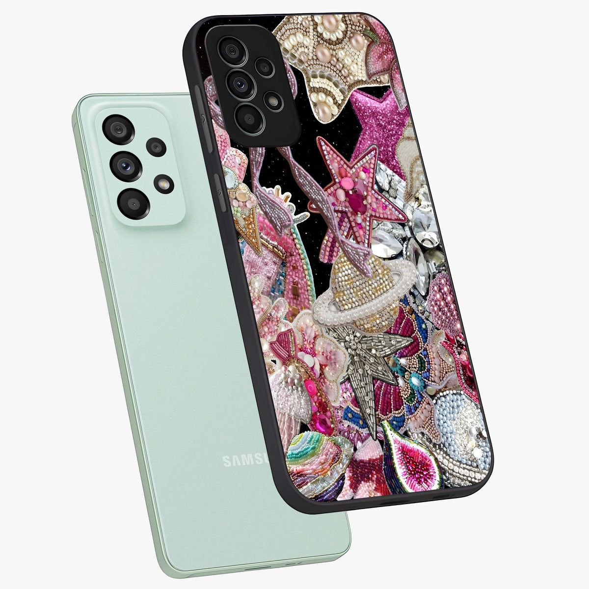 Starlit Jewel Dream Glass Case displayed in angled mockup highlighting glowing celestial jewel design with dreamy aesthetic.