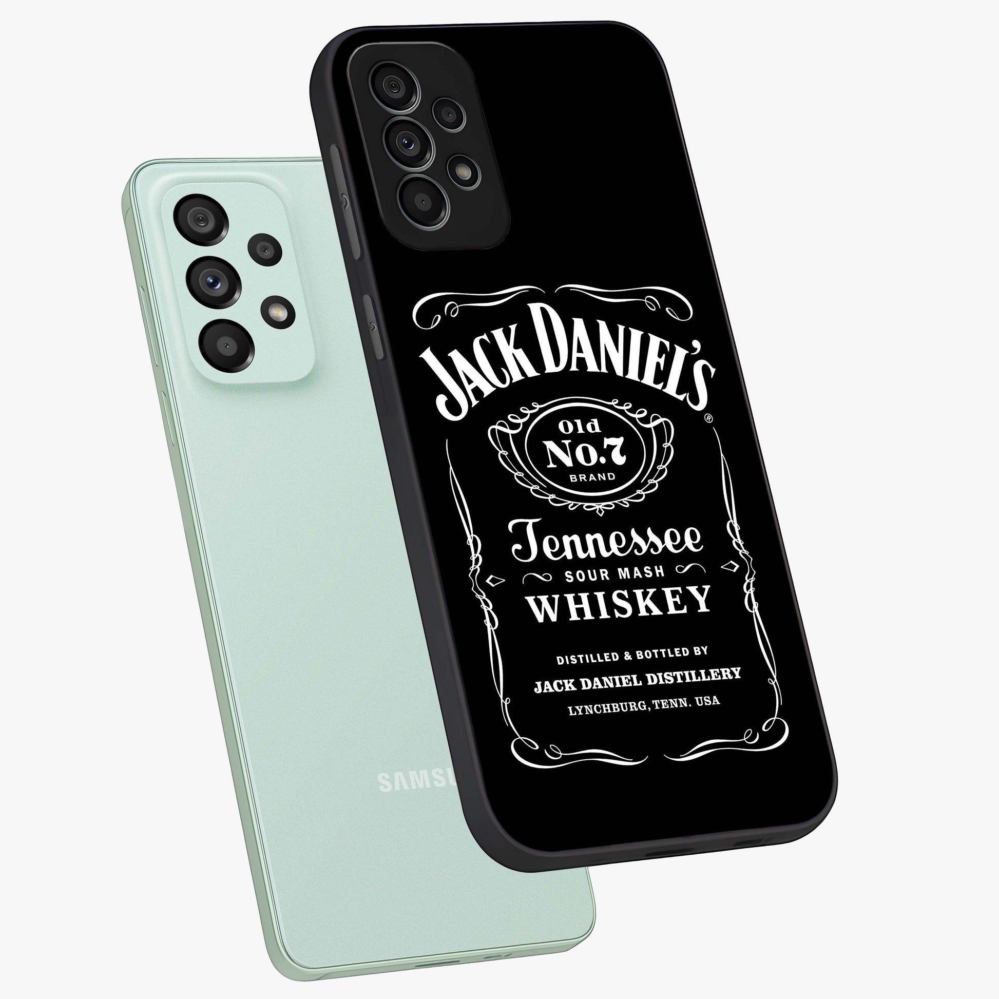 Vintage Whiskey Heritage Glass Case displayed in angled mockup highlighting retro beverage themed design with heritage aesthetic.