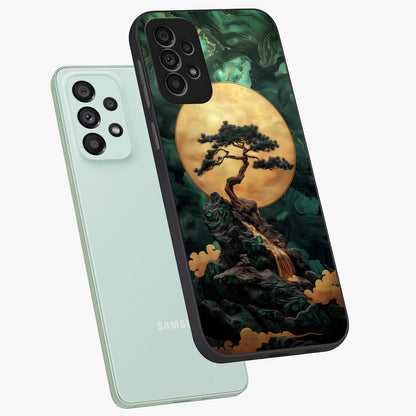 Zen Moon Rise Glass Case displayed in angled mockup highlighting peaceful lunar design with zen aesthetic style.