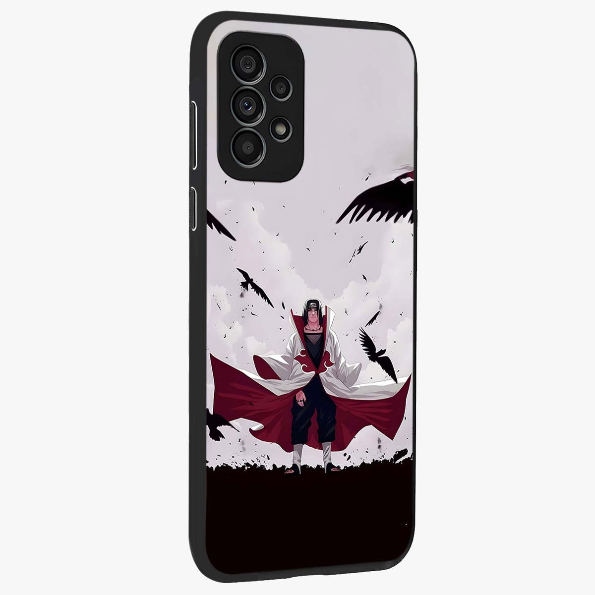 Crimson Crow Ascension Glass Case upright view showcasing dramatic crow artwork with bold gothic theme.
