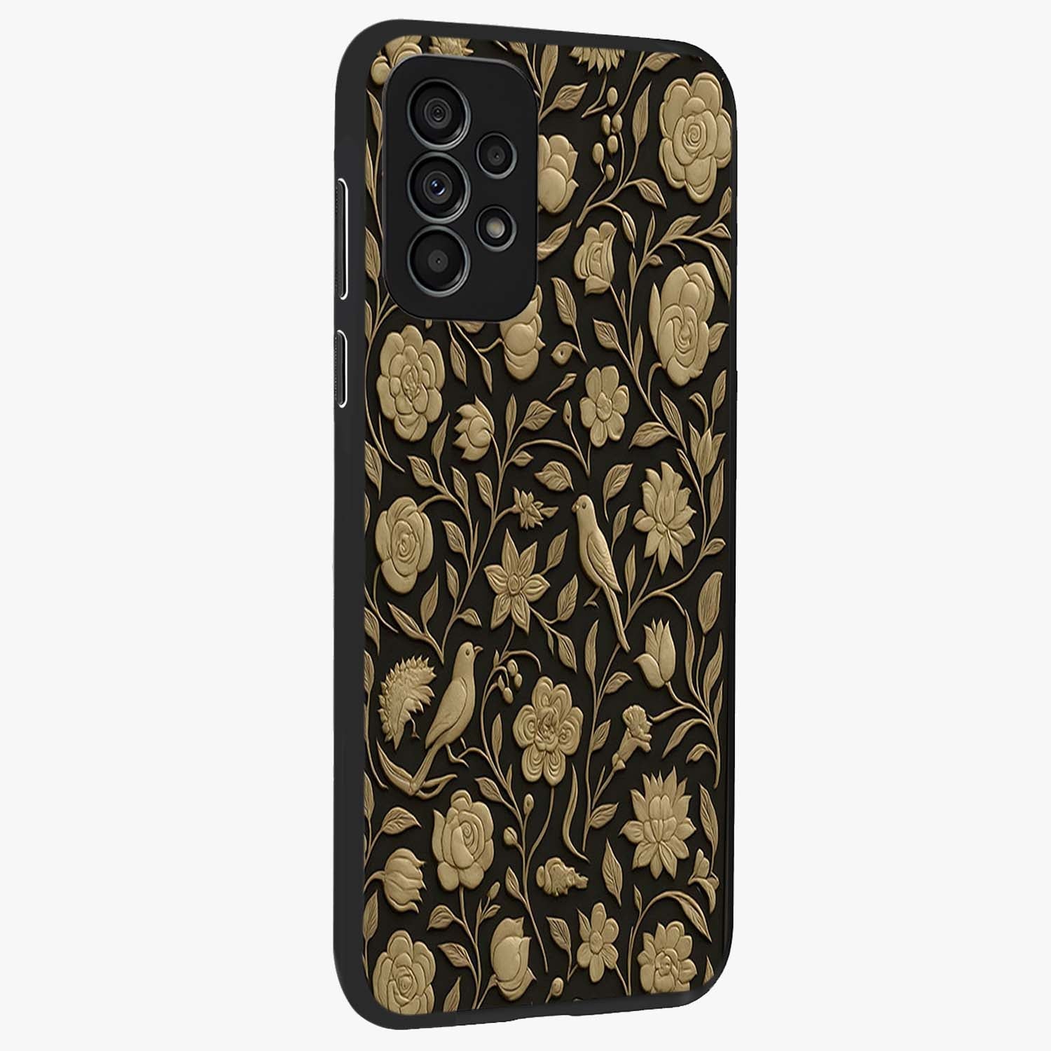 Golden Evil Eye Mandala Glass Case upright view showcasing decorative evil eye mandala artwork with spiritual aesthetic style.
