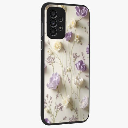 Lilac Breeze Harmony Glass Case upright view showcasing delicate lilac artwork with peaceful floral theme.
