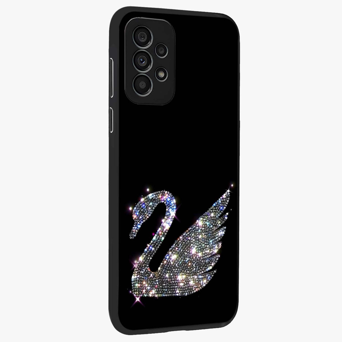 Starlit Swan Grace Glass Case upright view showcasing beautiful swan artwork with peaceful night themed design.