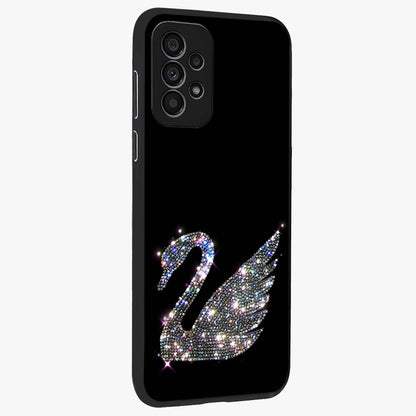 Starlit Swan Grace Glass Case upright view showcasing beautiful swan artwork with peaceful night themed design.