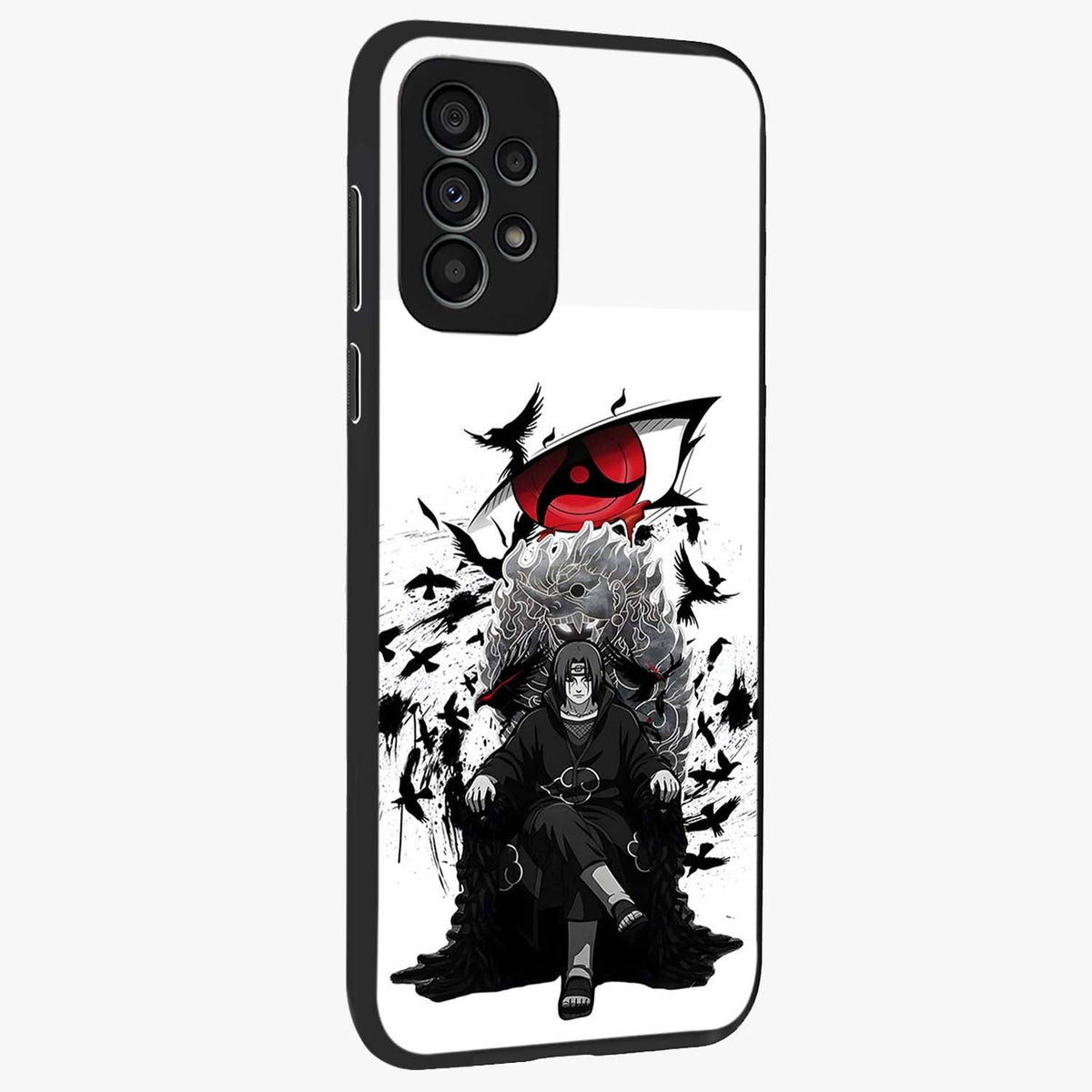 Uchiha Shadow Throne Glass Case upright view showcasing magical underwater galaxy artwork with vibrant cosmic theme.