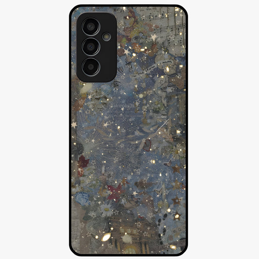 Aesthetic Astrolophia Glass Case showing flat back view with dreamy aesthetic design and glossy glass finish.