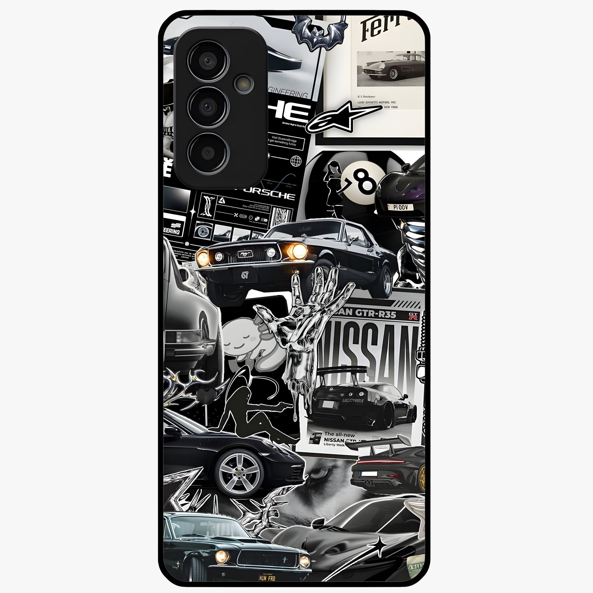 Aesthetic Dark Love Glass Case showing flat back view with dark romantic artwork and glossy glass finish.