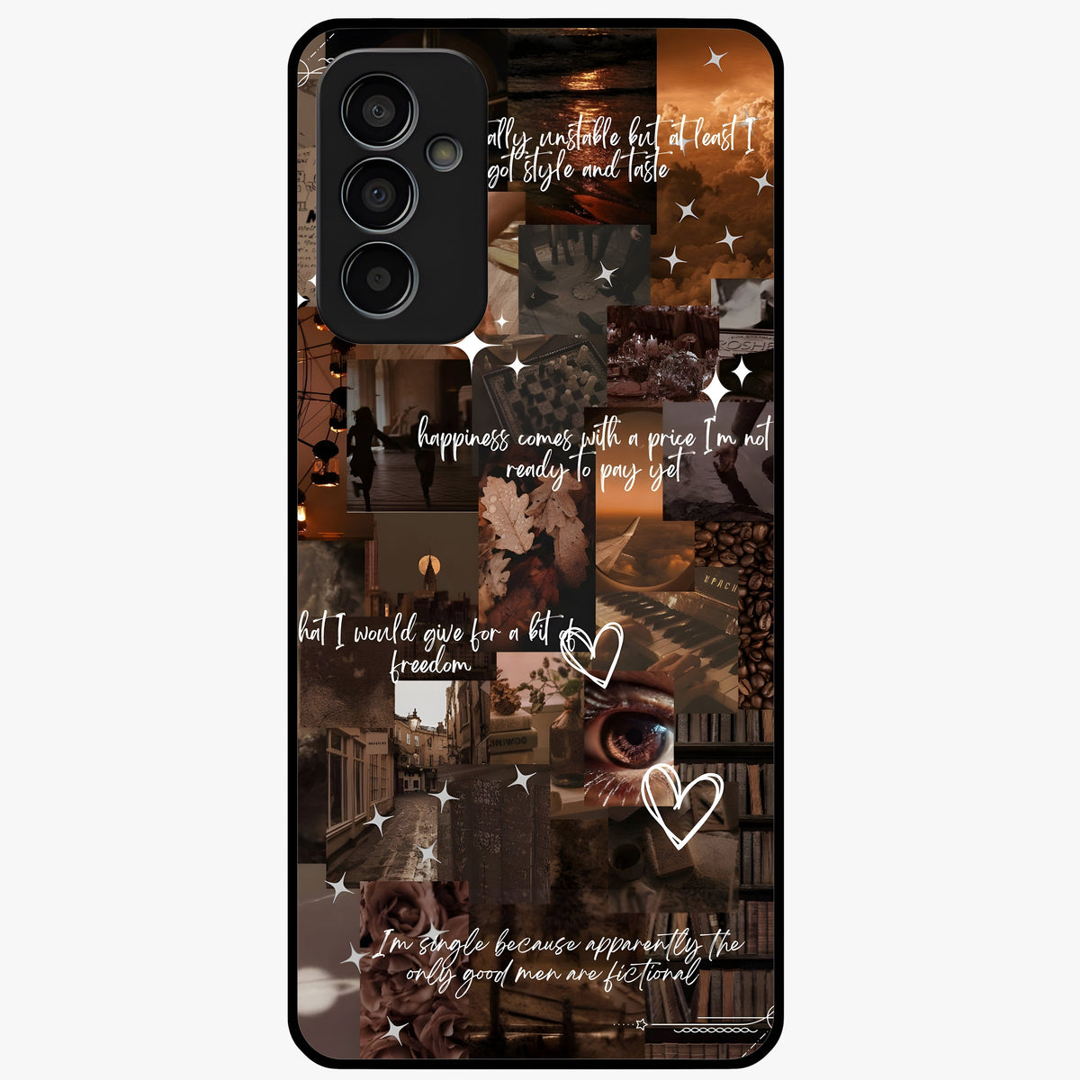 Bittersweet Aesthetic Chaos Glass Case showing flat back view with artistic chaotic aesthetic design and glossy glass finish.
