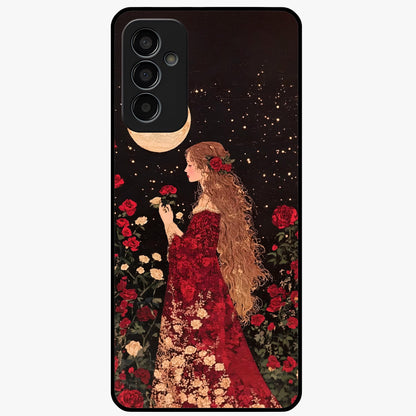 Crimson Dreams Glass Case showing flat back view with dreamy crimson artwork and glossy glass finish.