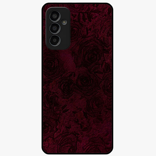 Crimson Fade Flow Glass Case showing flat back view with flowing crimson gradient artwork and glossy glass finish.