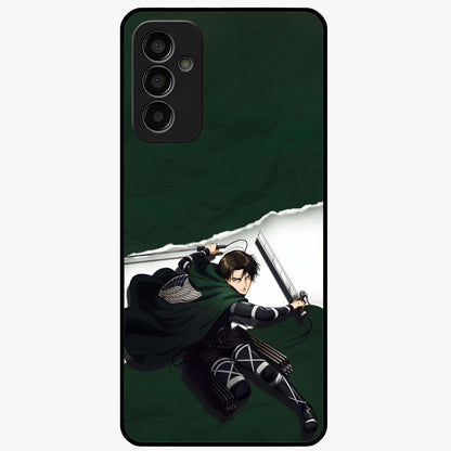 Emerald War Vanguard Glass Case showing flat back view with powerful warrior themed artwork and glossy glass finish.