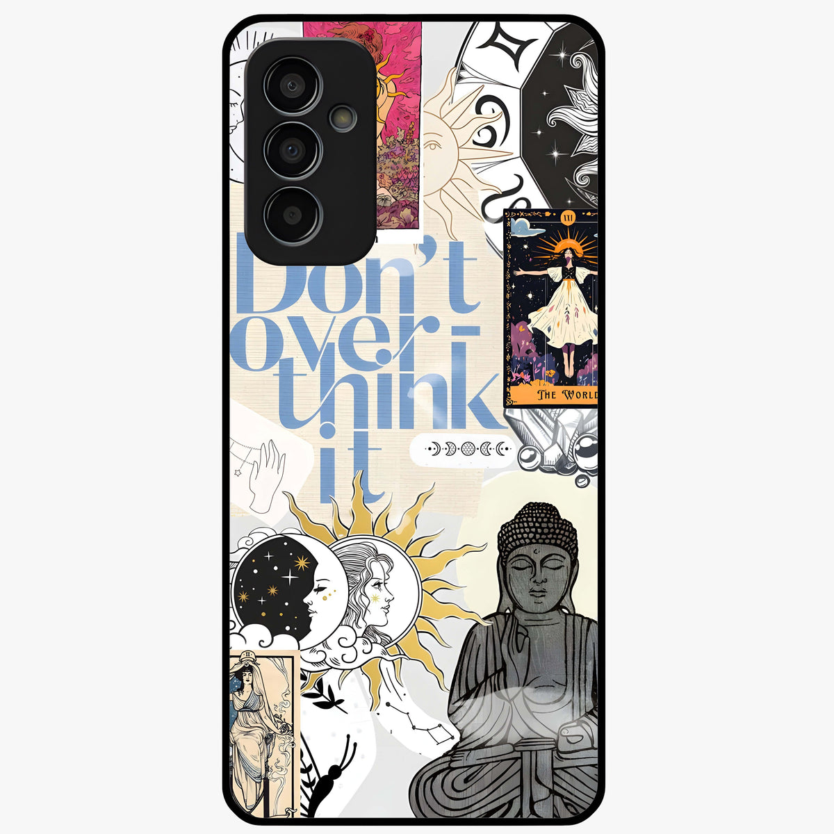 Ethereal Thoughts Glass Case showing flat back view with dreamy artistic artwork and glossy glass finish.