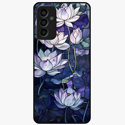 Gloss Petal Rush Glass Case showing flat back view with glossy flower petal artwork and smooth glass finish.