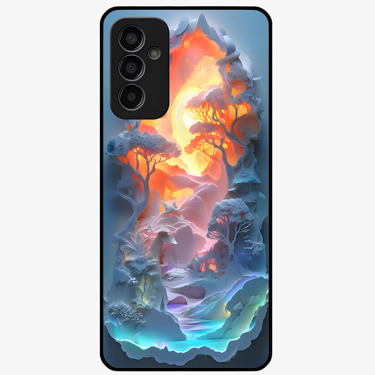 Glow Forest Portal Glass Case showing flat back view with glowing forest portal artwork and glossy glass finish.