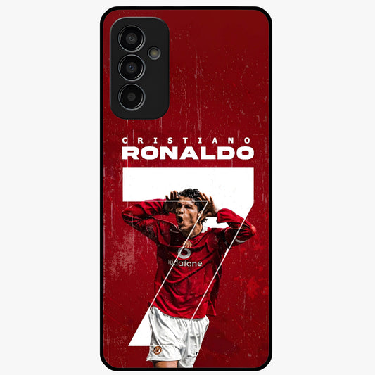 Goal Celebration Legacy Glass Case showing flat back view with football celebration inspired artwork and glossy glass finish.