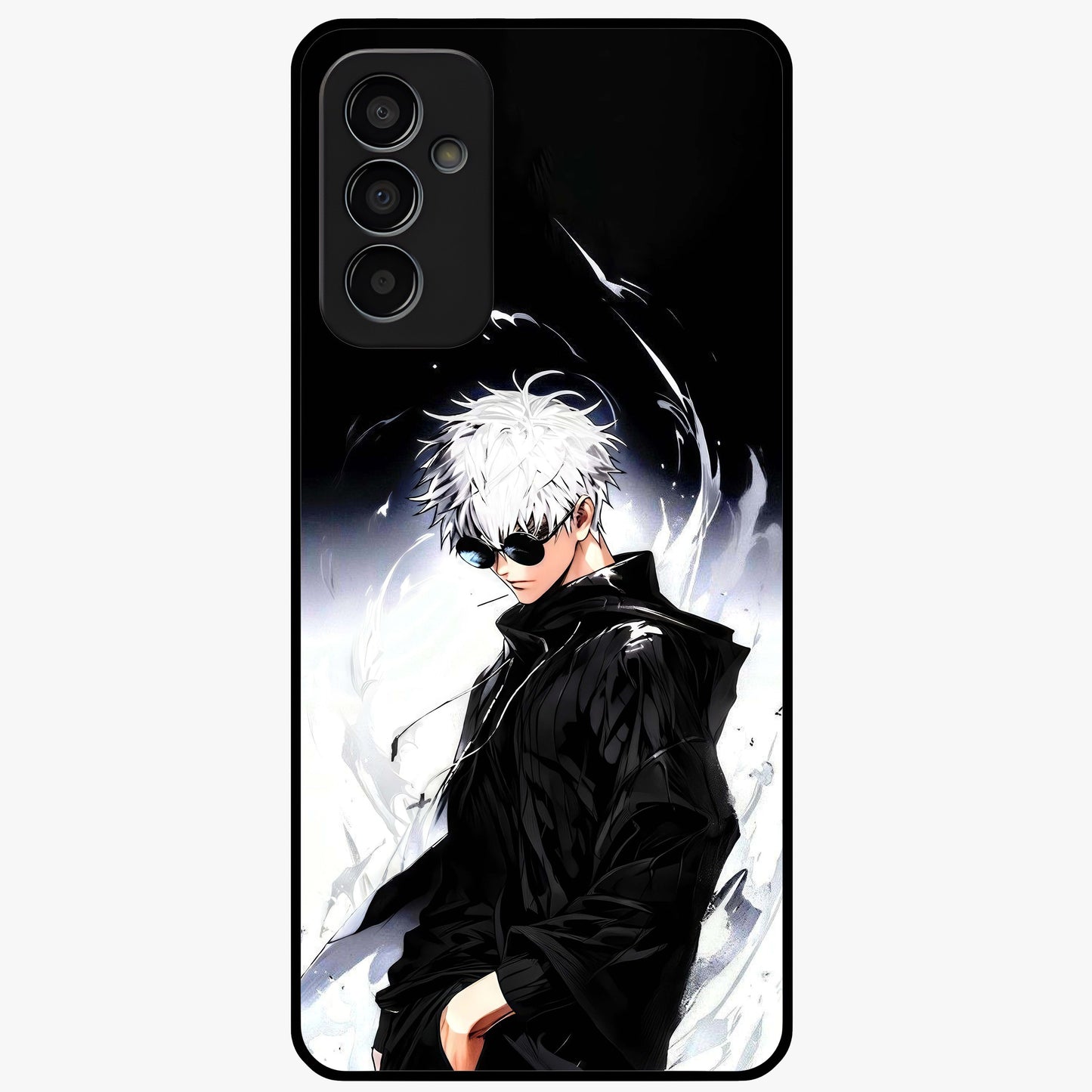 Limitless Shadow King Glass Case showing flat back view with powerful shadow warrior artwork and glossy glass finish.