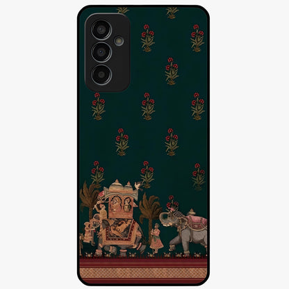 Macmerise Glass Case showing flat back view with stylish modern artwork and glossy glass finish.