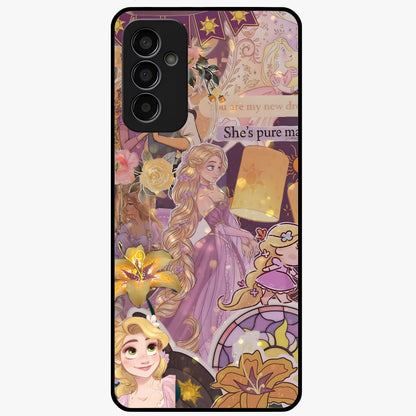 Magical Tangled Dream Glass Case showing flat back view with dreamy tangled artwork and glossy glass finish.