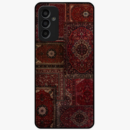 Persian Velvet Tale Glass Case showing flat back view with luxurious Persian velvet pattern artwork and glossy glass finish.