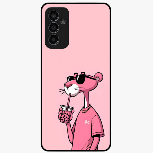 Pink Panther Glass Case showing flat back view with iconic pink panther artwork and glossy glass finish.