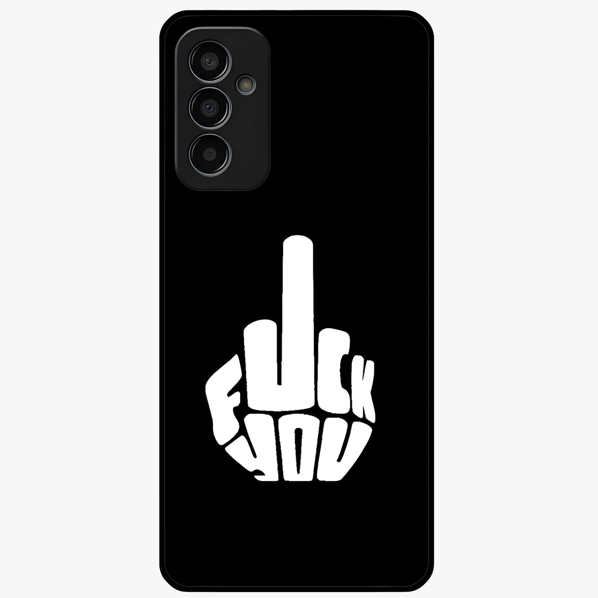 Rebel Mode On Glass Case showing flat back view with bold rebellious typography artwork and glossy glass finish.