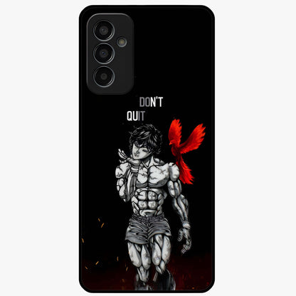 Rise Beyond Limits Glass Case showing flat back view with motivational typography artwork and glossy glass finish.
