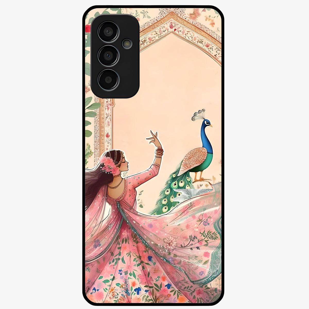 Royal Grace Muse Glass Case showing flat back view with elegant artistic artwork and glossy glass finish.