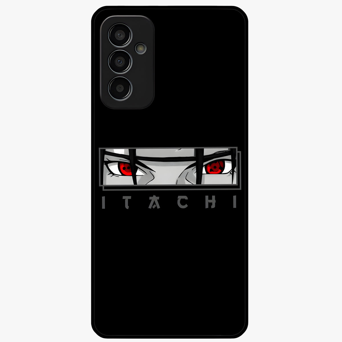 Scarlet Gaze Dominance Glass Case showing flat back view with striking red themed artwork and glossy glass finish.