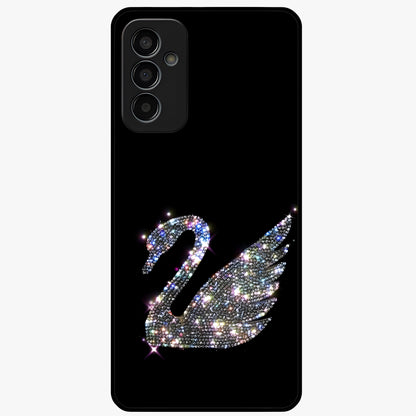 Starlit Swan Grace Glass Case showing flat back view with graceful swan artwork under starry sky and glossy glass finish.