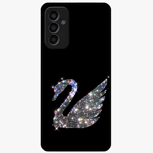 Starlit Swan Grace Glass Case showing flat back view with graceful swan artwork under starry sky and glossy glass finish.