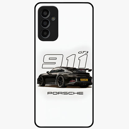 Turbo Legacy Icon Glass Case showing flat back view with iconic sports car inspired artwork and glossy glass finish.