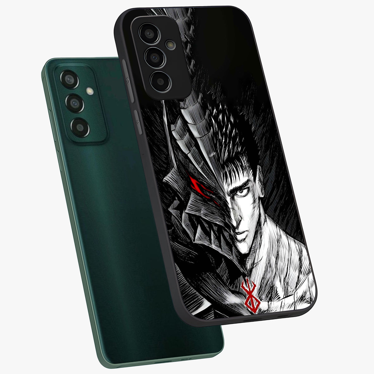 Berserker Blood Oath Glass Case displayed in angled mockup highlighting dark fantasy graphic design and powerful theme.
