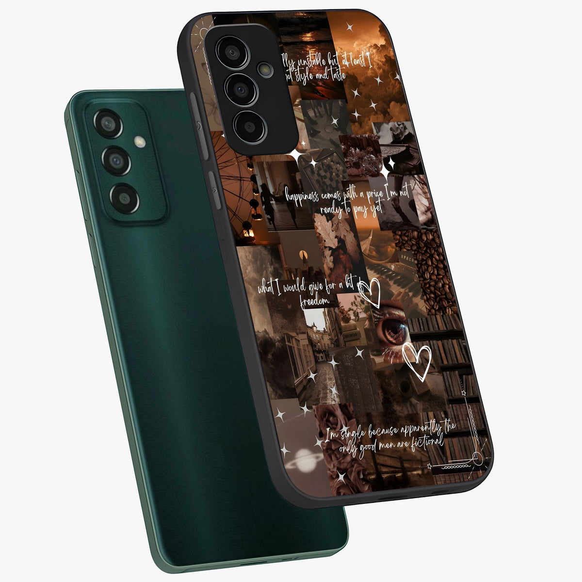 Bittersweet Aesthetic Chaos Glass Case displayed in angled mockup highlighting expressive abstract artwork and edgy aesthetic theme.