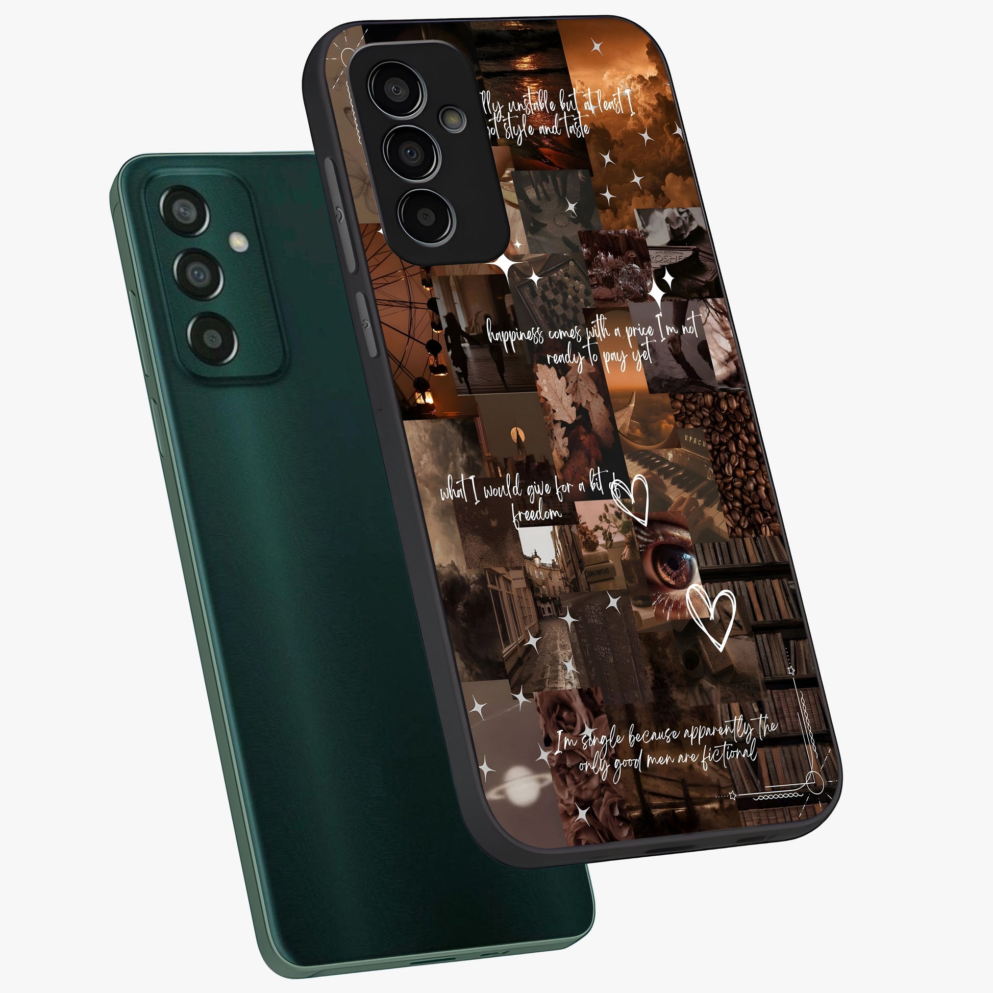 Bittersweet Aesthetic Chaos Glass Case displayed in angled mockup highlighting expressive abstract artwork and edgy aesthetic theme.