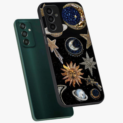 Celestial Gem Constellations Glass Case displayed in angled mockup highlighting gemstone inspired constellation design.