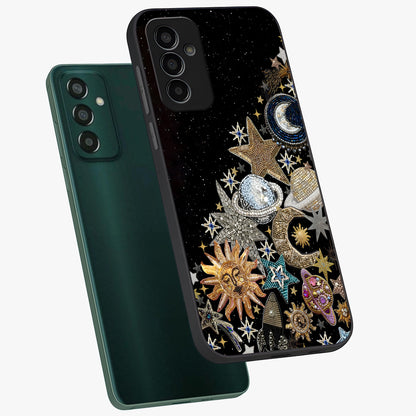 Cosmic Sparkle Dreams Glass Case displayed in angled mockup highlighting dreamy star sparkle design with celestial aesthetic.