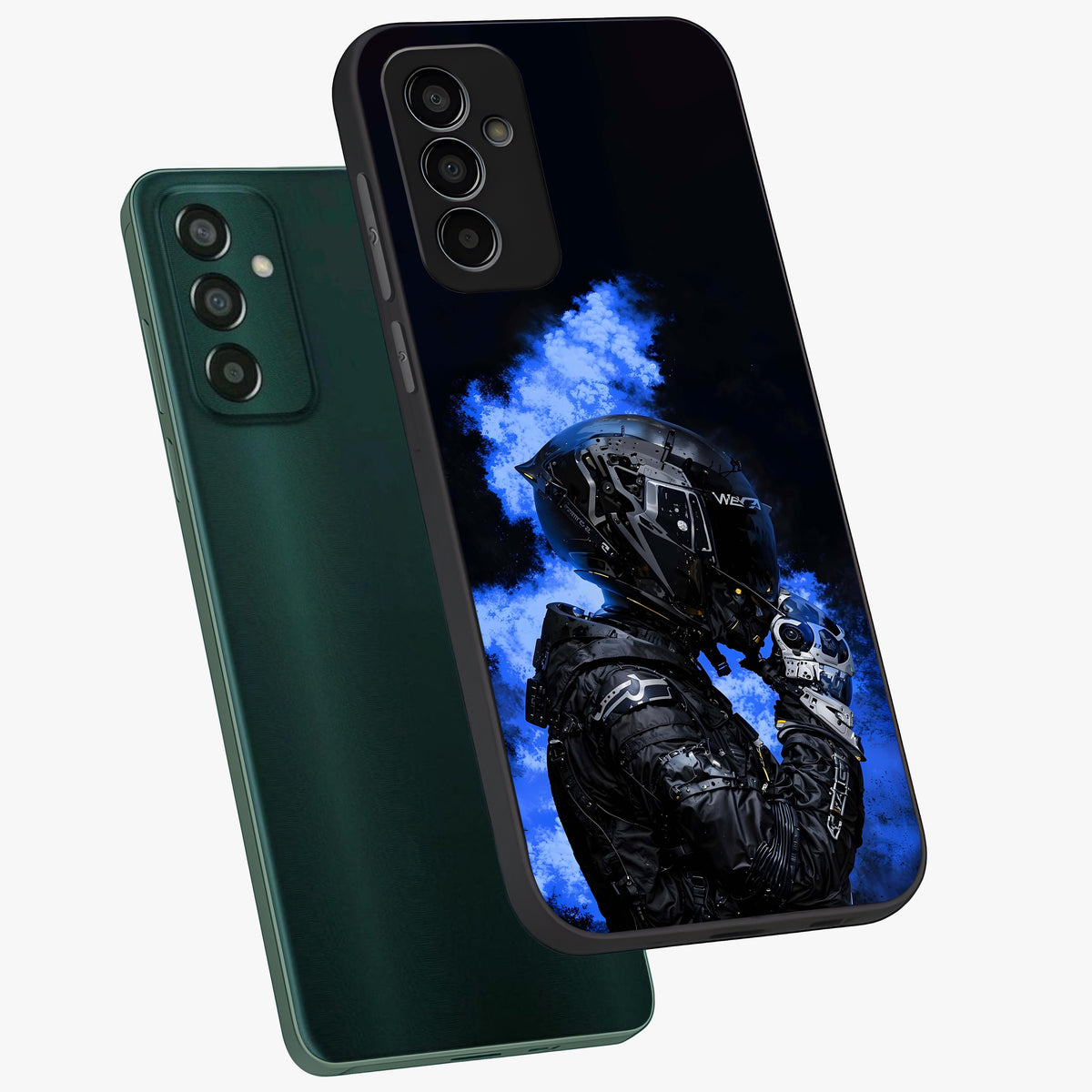 Cyber Sentinel Protocol Glass Case displayed in angled mockup highlighting digital cyber design with sci-fi aesthetic style.