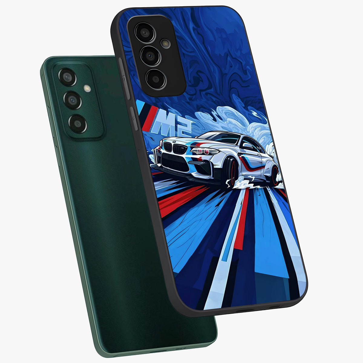 Drift Power Rush Glass Case displayed in angled mockup highlighting powerful drift car design with sporty aesthetic style.