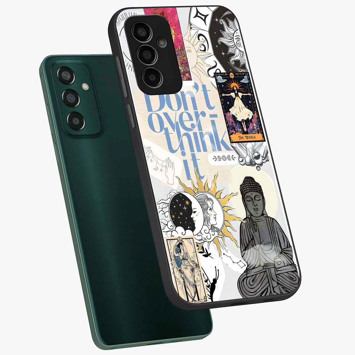 Ethereal Thoughts Glass Case displayed in angled mockup highlighting soft abstract design with calm ethereal aesthetic.