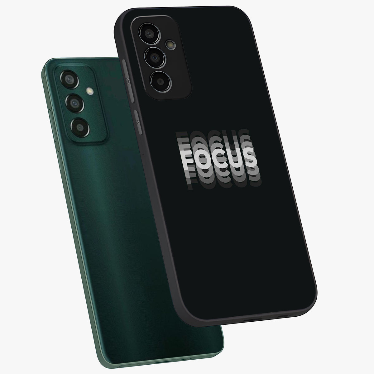 Focus Mode On Glass Case displayed in angled mockup highlighting clean minimal text artwork with modern aesthetic style.