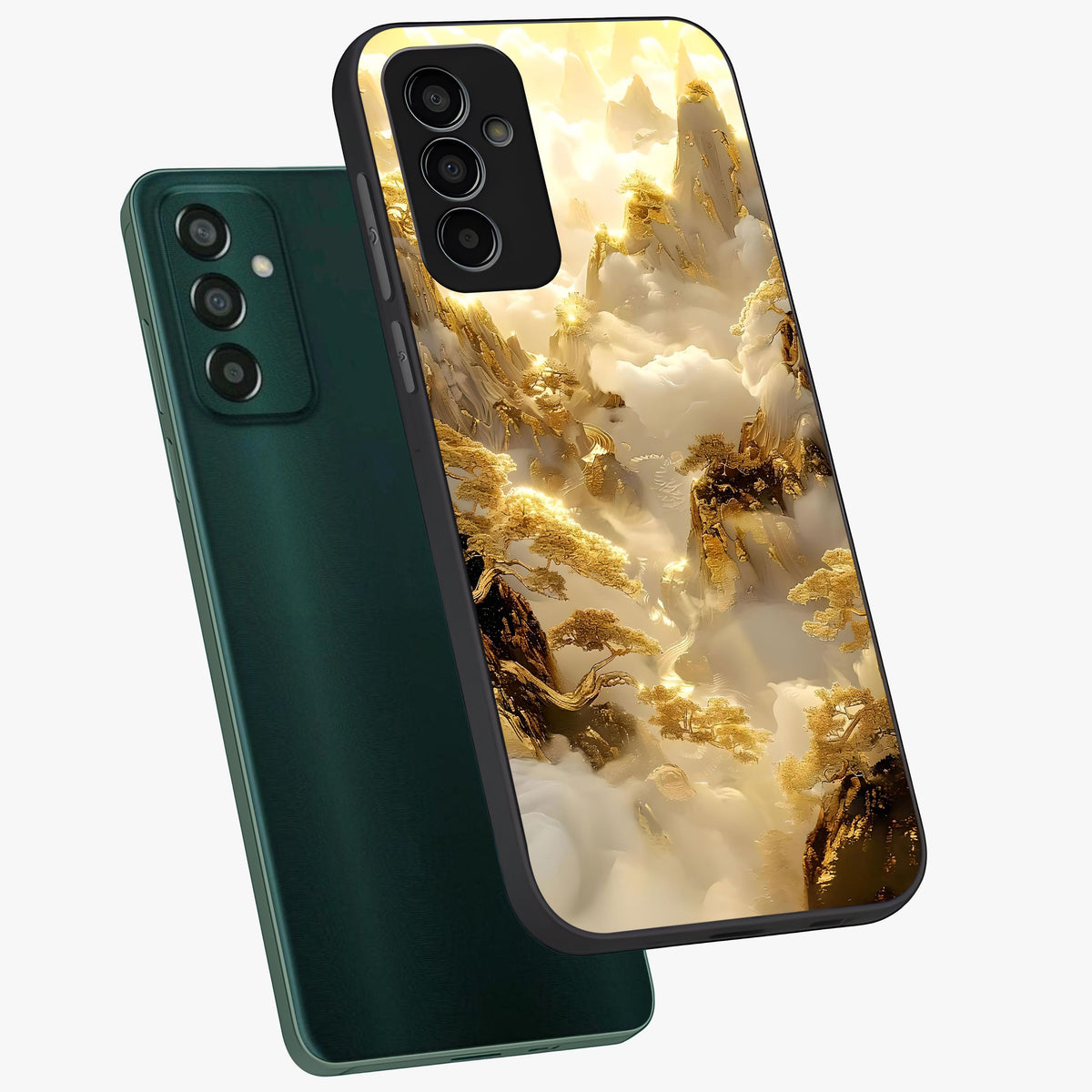 Gates Of Illumination Glass Case displayed in angled mockup highlighting radiant portal inspired design with fantasy aesthetic.