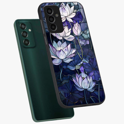 Gloss Petal Rush Glass Case displayed in angled mockup highlighting vibrant petal design with elegant floral aesthetic.