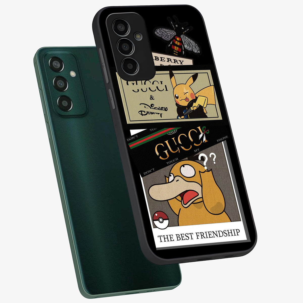 Gucci Play Mashup Glass Case displayed in angled mockup highlighting stylish fashion mashup design with bold aesthetic.
