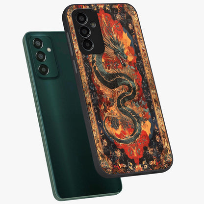 Inferno Dragon Soul Glass Case displayed in angled mockup highlighting powerful dragon illustration with inferno aesthetic.
