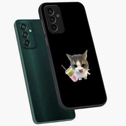 Matcha Cat Style Glass Case displayed in angled mockup highlighting playful feline design with pastel matcha aesthetic.