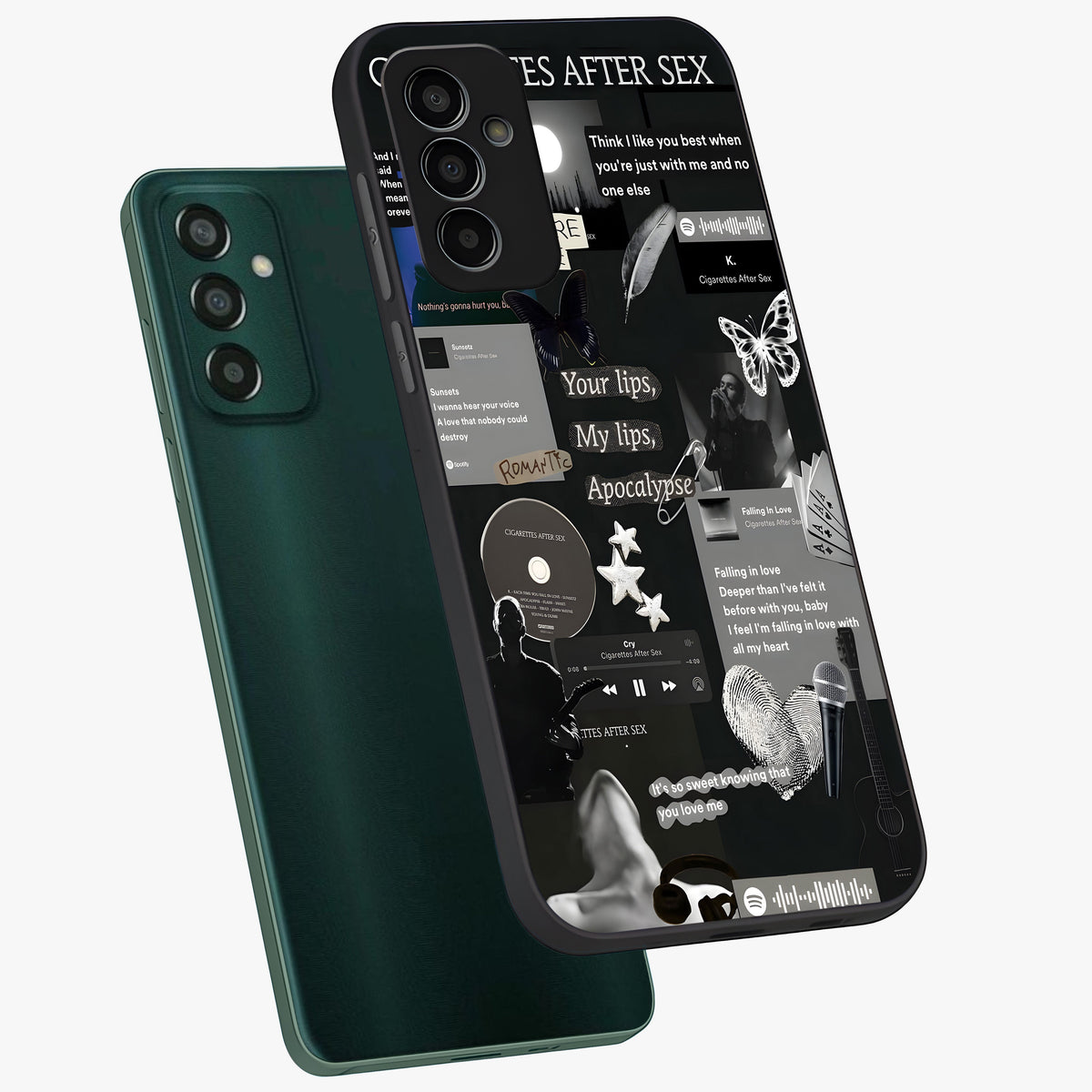 Midnight Love Echo Glass Case displayed in angled mockup highlighting elegant love inspired design with deep aesthetic style.