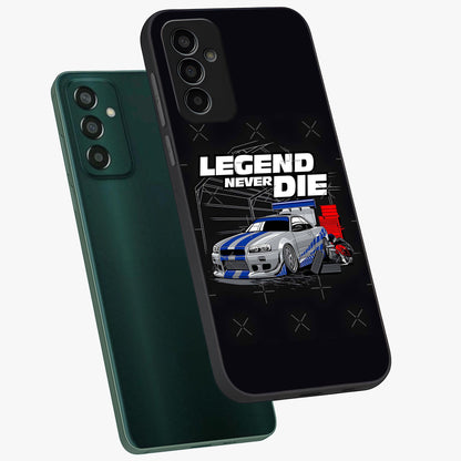 Midnight Racing Legacy Glass Case displayed in angled mockup highlighting dynamic automotive design with bold midnight aesthetic.