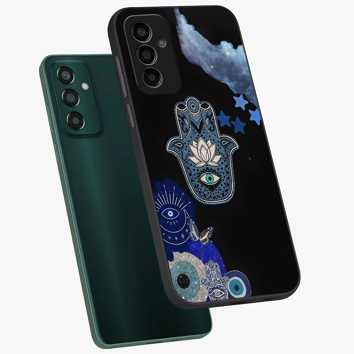 Mystic Hand Aura Glass Case displayed in angled mockup highlighting magical aura design with spiritual aesthetic style.