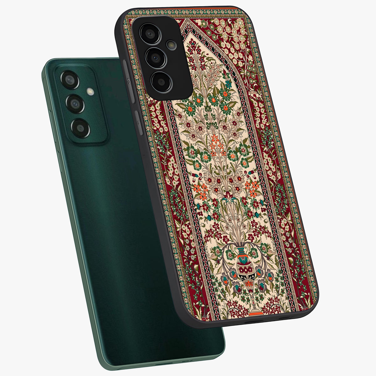 Persian Inspired Glass Case displayed in angled mockup highlighting intricate traditional design with elegant cultural aesthetic.