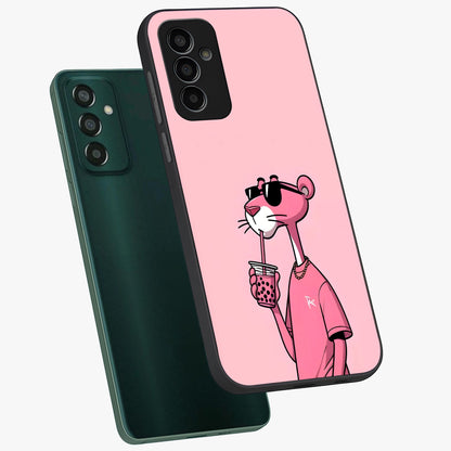 Pink Panther Glass Case displayed in angled mockup highlighting playful cartoon character design with vibrant pink aesthetic.
